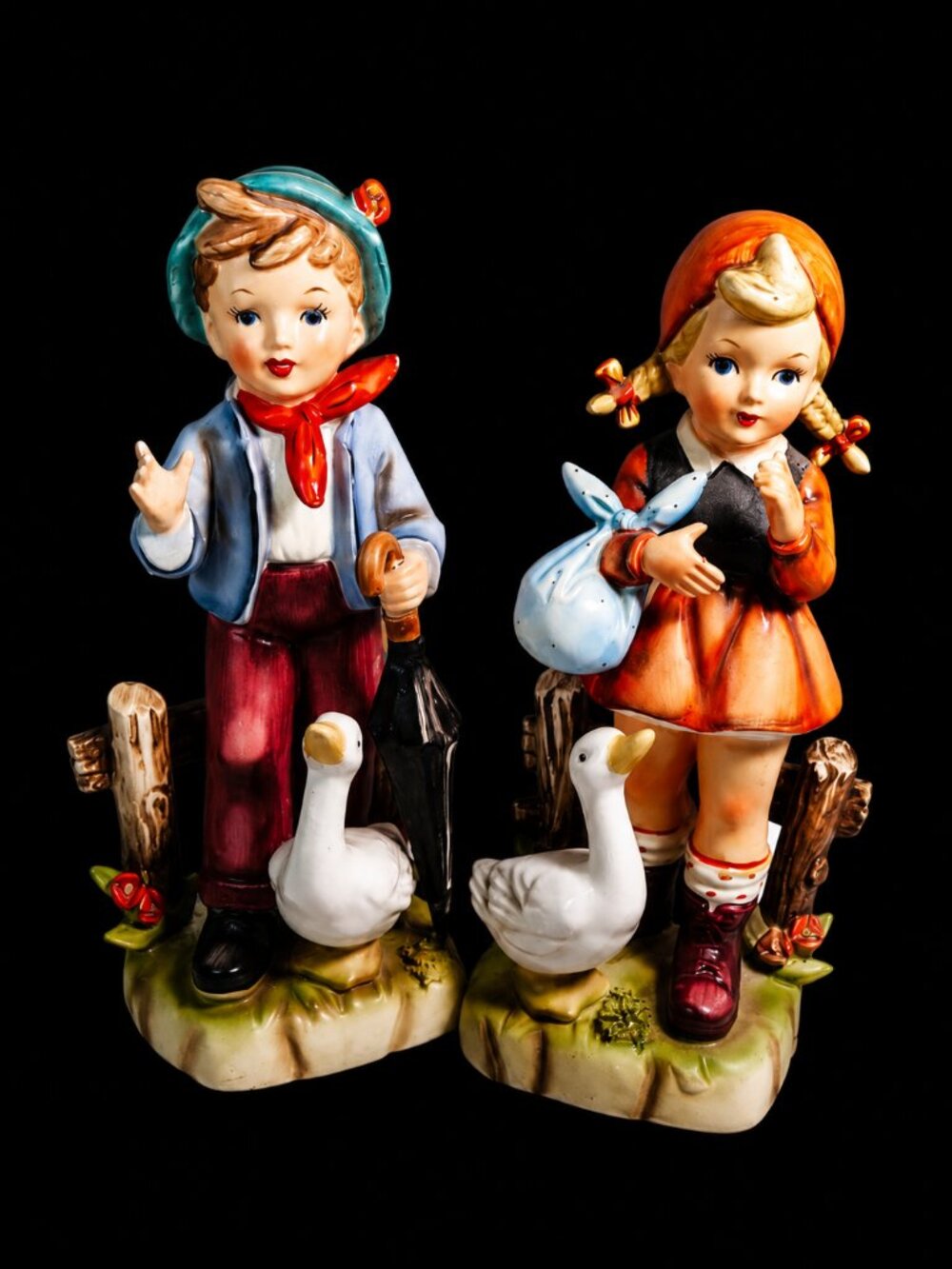 Vintage Erich Stauffer Arnart Japan Figurines  Children with Geese Mid Century